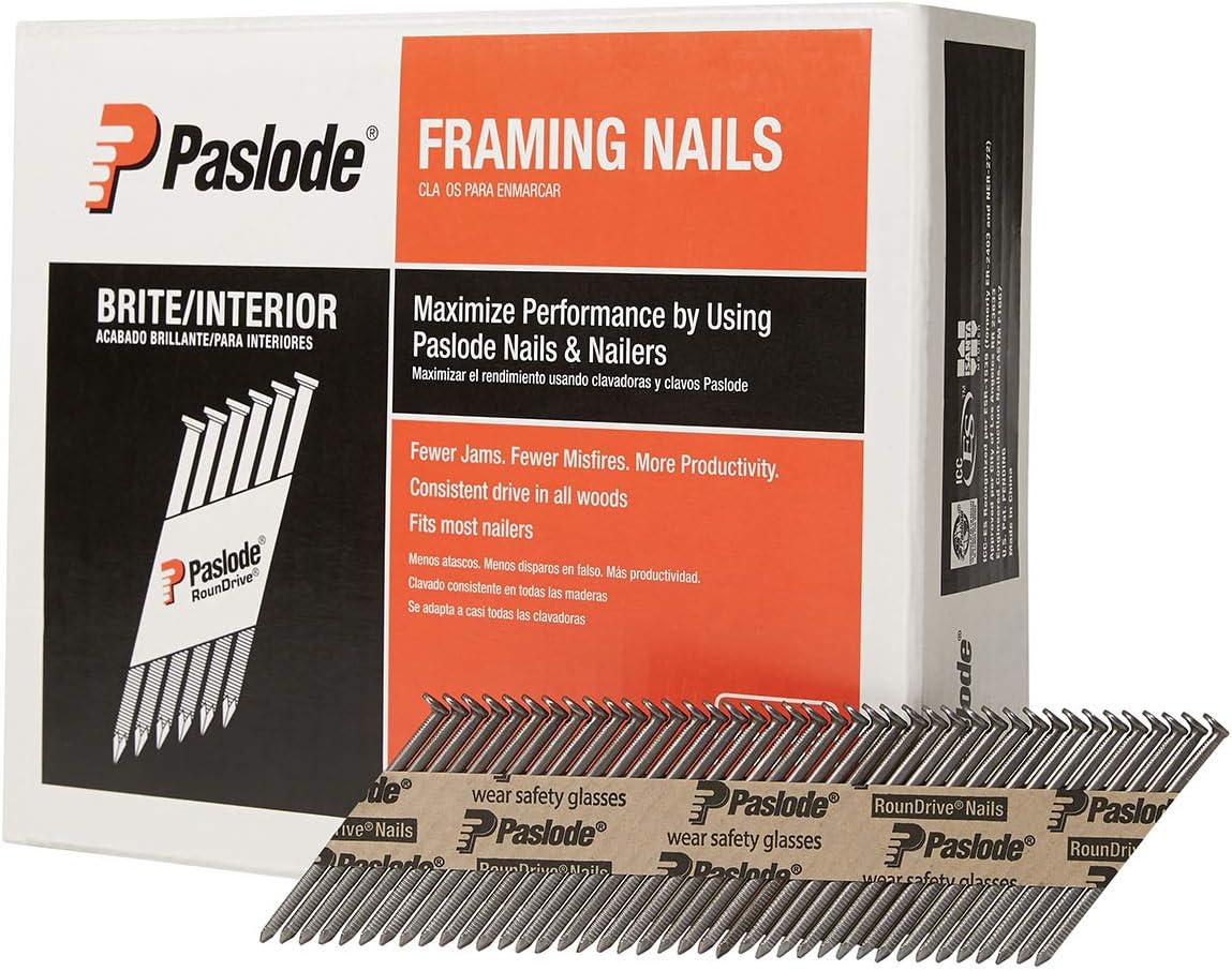Paslode, Framing Nails, 650603, 30 Degree RounDrive Brite, 2 3/8 inch x.113 Gauge, Ring, 2,000 per Box