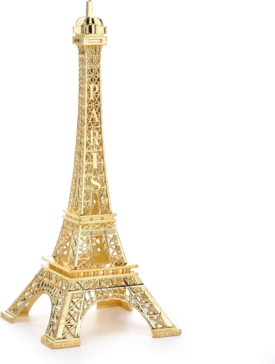 ESHATO Gold Metal Eiffel Tower Statue, 7inch Decorative Figurine Replica Stand Holder for Cake Topper Table Decor Gift Party Home Decoration