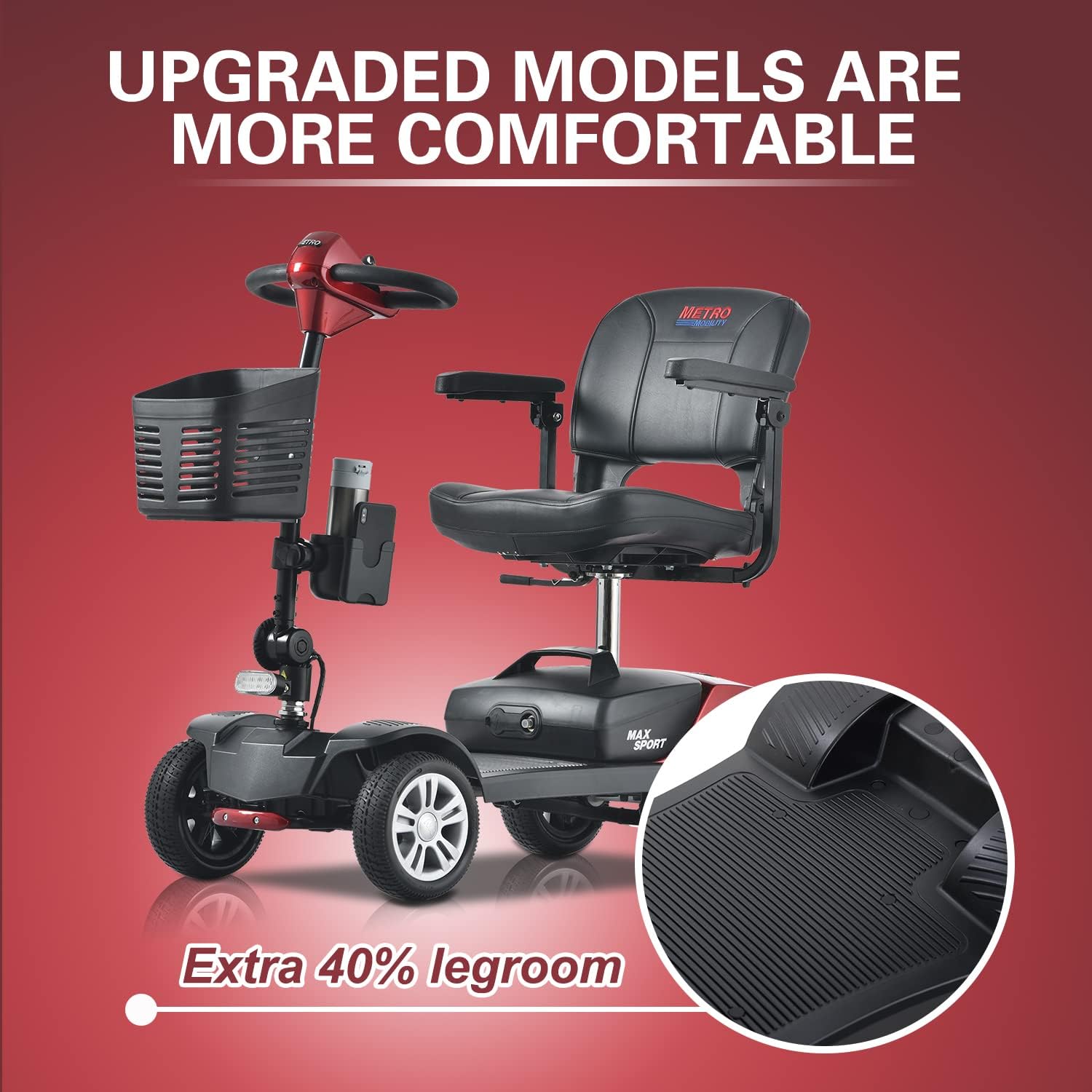 Metro Mobility 4 Wheel Powered Mobility Scooter for Seniors - 300 lbs Capacity Electric Mobility Scooter for Adults - Long Range Power Extended