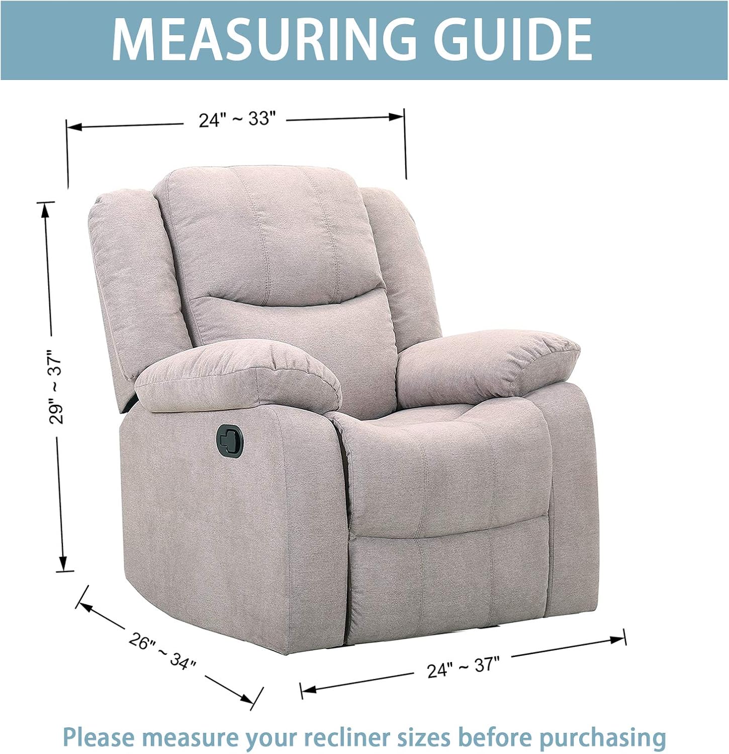 JIVINER Super Stretch Recliner Chair Covers 4 Pieces Sofa Slipcover for Reclining Chair Spandex Soft Recliner Slipcover with Pockets Recliner
