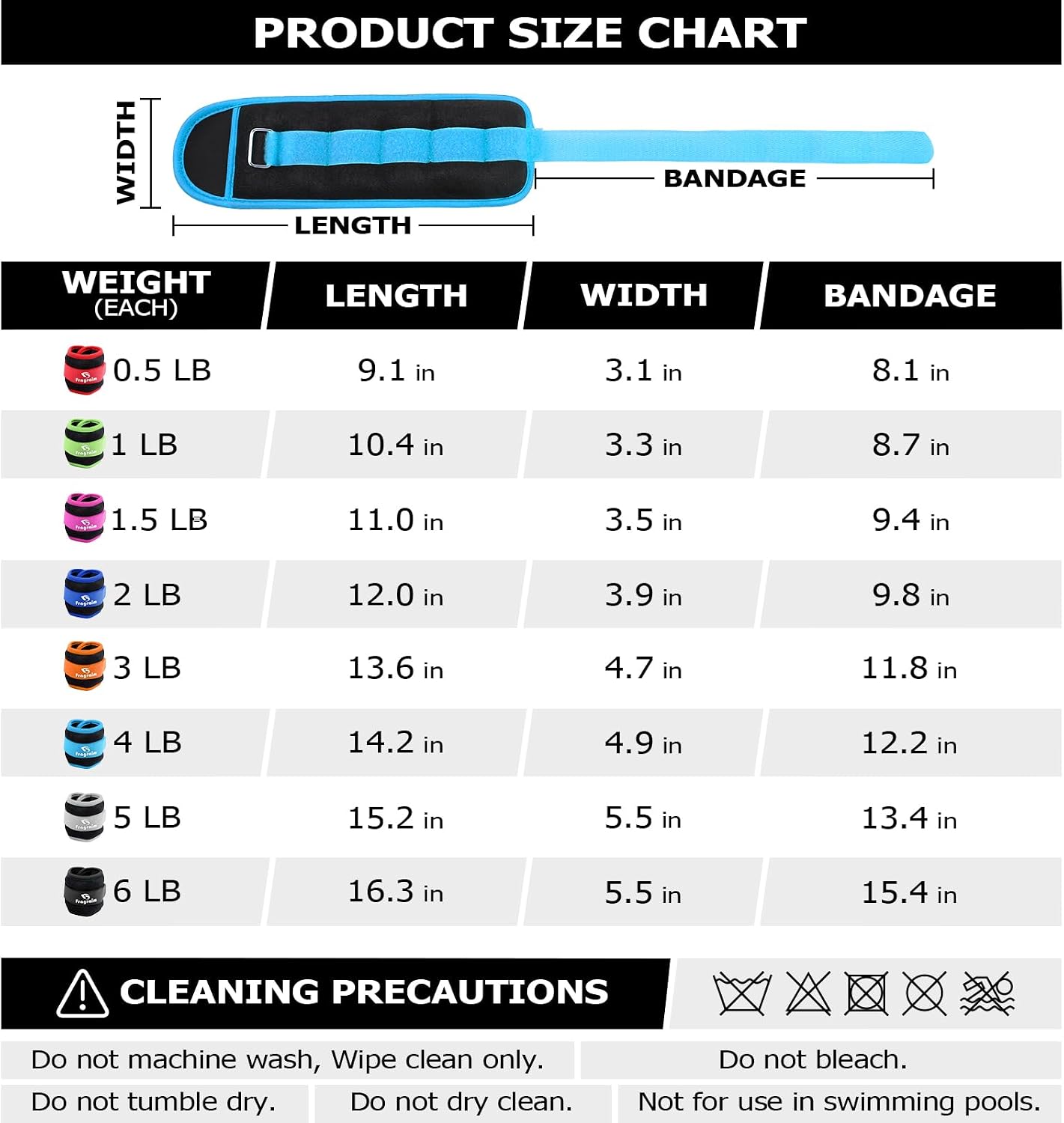 Ankle Weights for Women, Men and Kids - 1/2/3/4/6/8/10/12/15/20 LBS 1 Pair Strength Training Wrist/Leg/Arm Weight with Adjustable Strap for Jogging