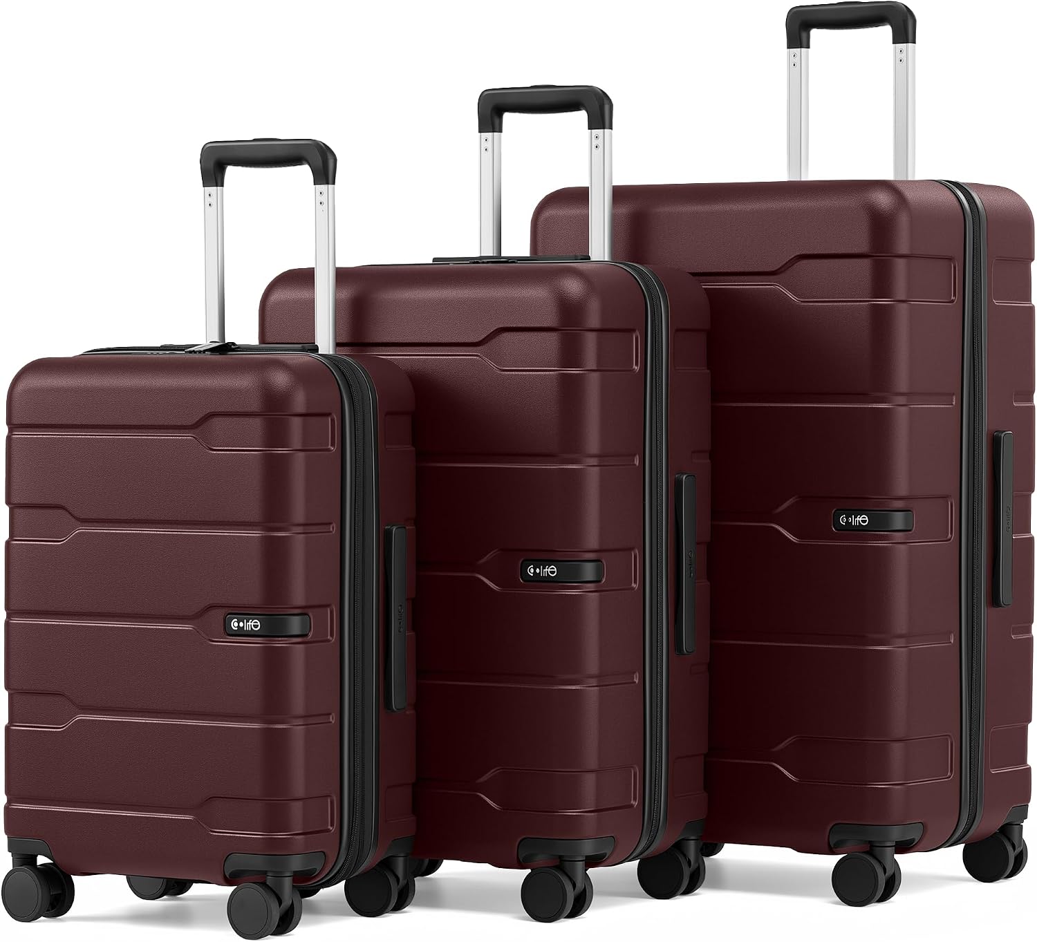 Coolife Medium Checked Luggage Hardside Suitcase with Spinner Wheels, 24in | Lightweight ABS+PC, Rolling Travel Suitcase with TSA Lock, Spinner Wheels, Durable Zipper, Charcoal