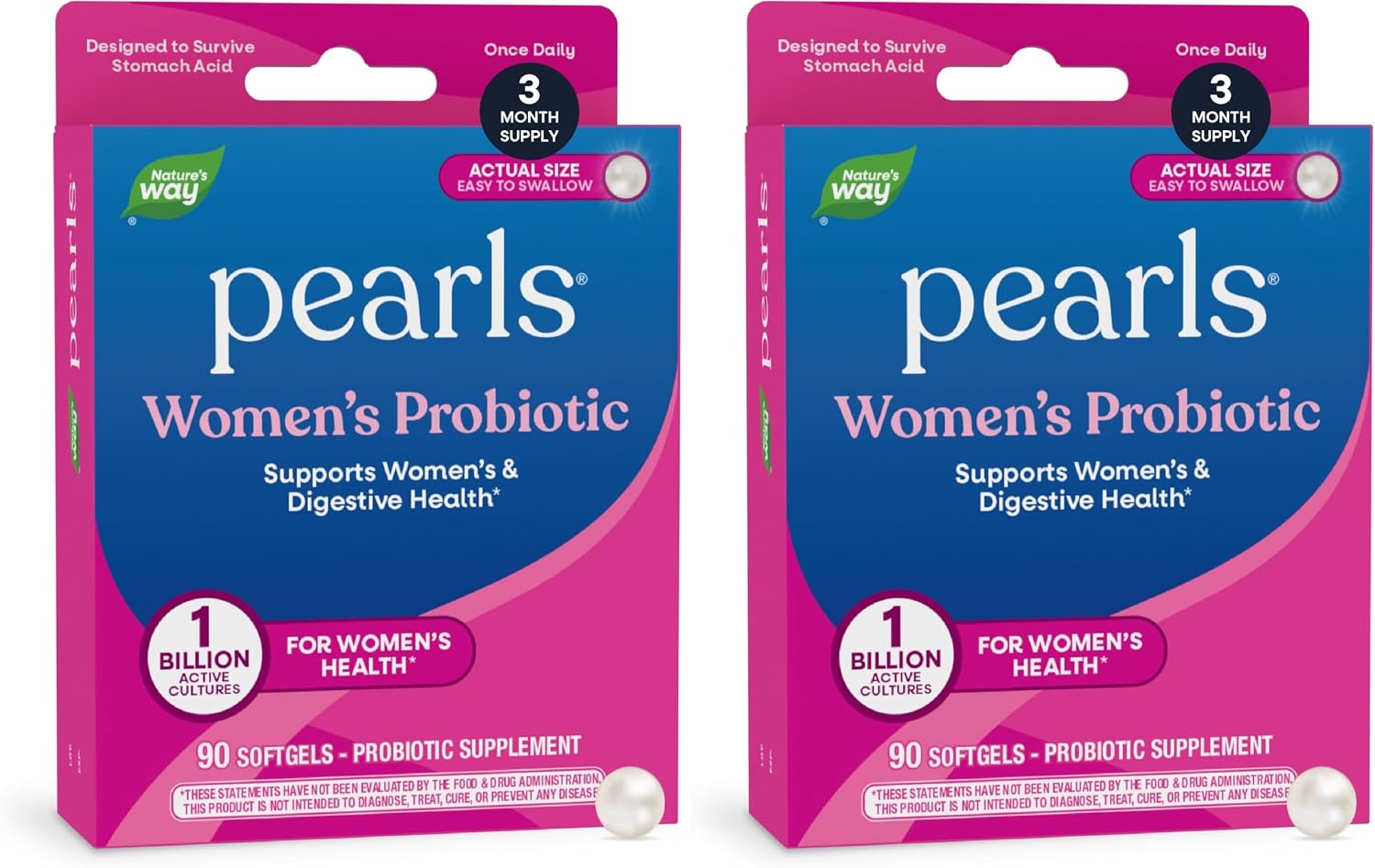 Nature's Way Women's Probiotic Pearls, Supports Vaginal Health*, 30 ct | Supports Vaginal & Digestive Health*, 1 Billion Live Cultures, Protects Against Occasional Bloating & Constipation*, Softgels