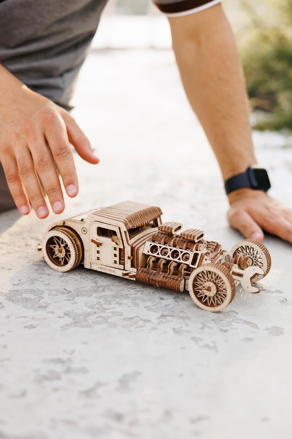 Wood Trick Hot Rod Car 3D Wooden Puzzles for Adults to Build