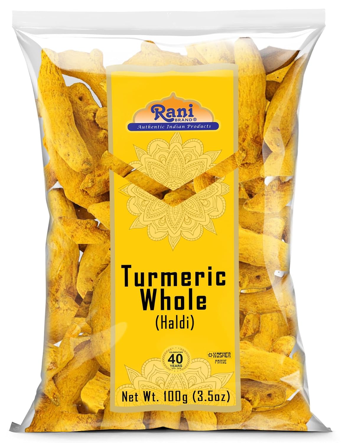Rani Turmeric (Haldi) Root Whole Spice, Dried 7oz (200g) ~ All Natural | 100% Pure | Vegan | Gluten Friendly | NON-GMO | Kosher | Indian Origin