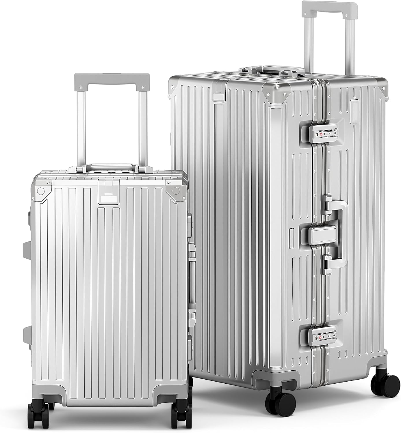 ALPHA CAMP Trunk Luggage 28 Inch with Aluminum Frame Zipperless Suitcase | Large Checked Thickened 3-Layer PC Hardside Luggage with TSA Lock,Charging Port,Cup Holder and Spinner Wheels for Travel
