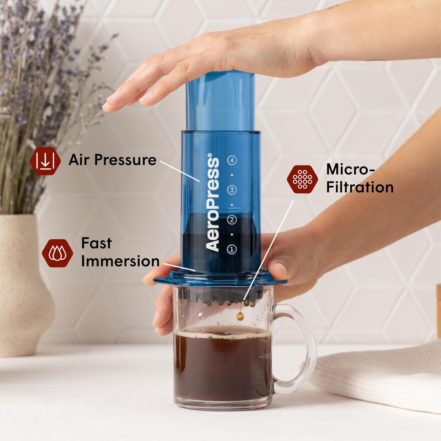 AeroPress Original Coffee Press, French Press, Pour-Over & Espresso Style | All-in-One Manual Coffee Maker, 2-Minute Brew, Less Bitterness, More Flavor, Portable, Travel & Camping