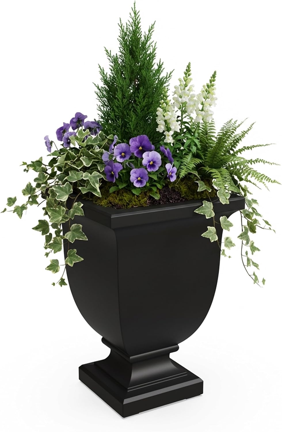 Mayne Augusta 26in Self-Watering Tall Square Urn Planter, Black