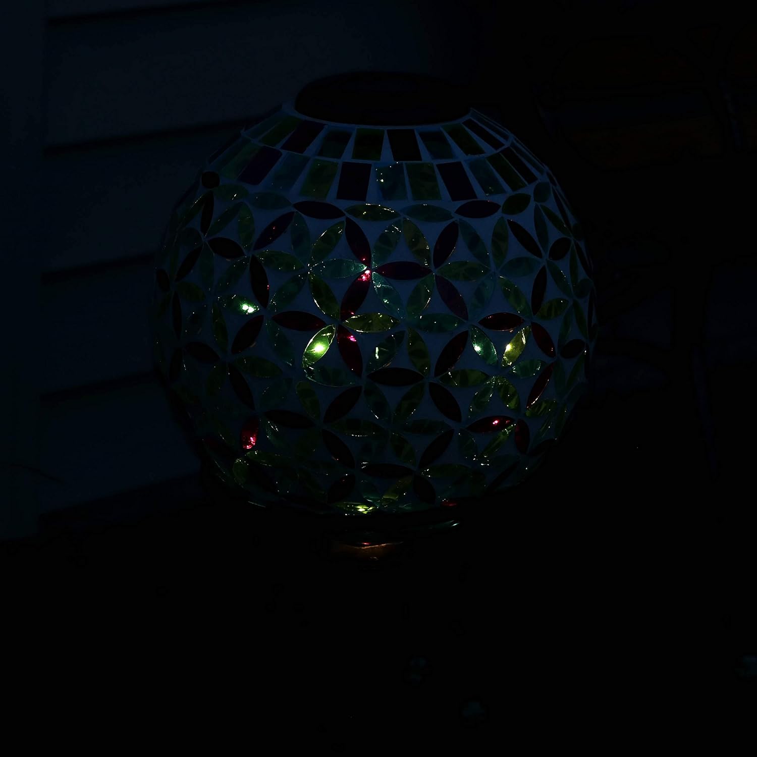 Sunnydaze Solar Gazing Ball for Garden, Mosaic Cool Blooms