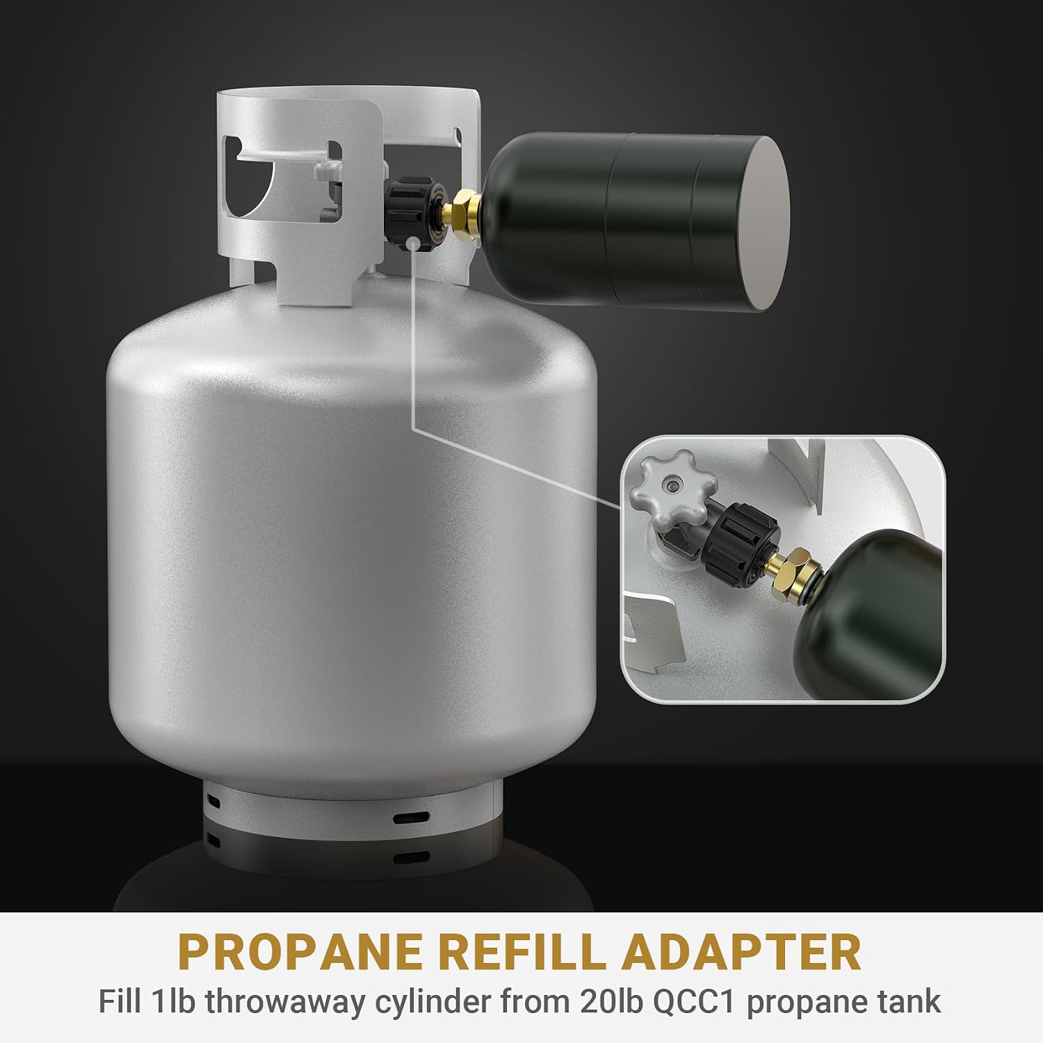 onlyfire Propane Refill Adapter, Fill 1 Pound Bottles from 20lb Tank | Solid Brass