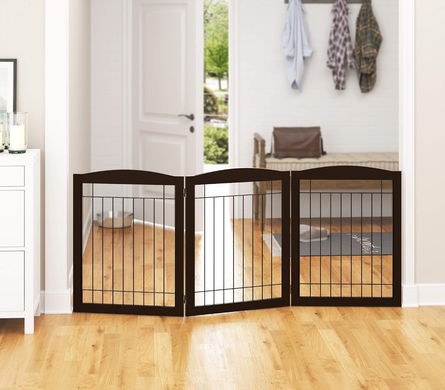PAWLAND Extra Wide Foldable Dog gate for Doorway, Indoor, 72“ Wide, 30" H
