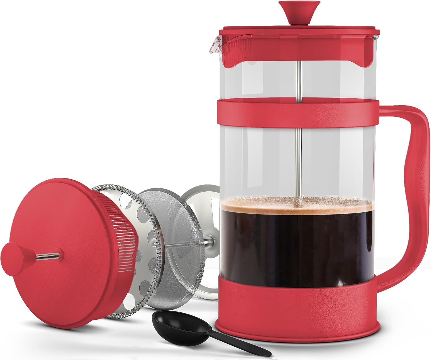 Utopia Kitchen Borosilicate Glass French Press Coffee Maker 34 Oz, Black | Heat-Resistant Cafetiere & Tea Maker, Thickened Glass Coffee Press for Travel and Camping