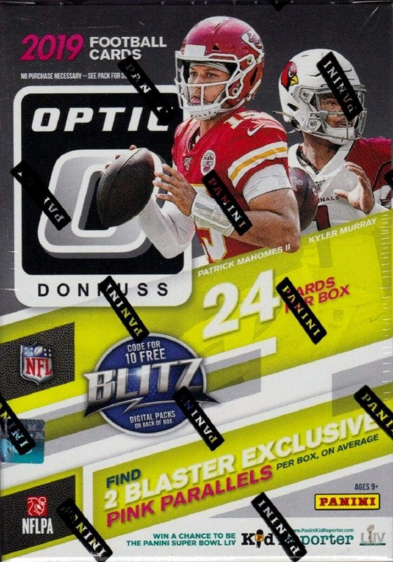 2019 Donruss Optic NFL Football Sealed Blaster Box containing 6 packs of 4 NFL cards Chase Rookie Cards of Kyler Murray, Daniel Jones