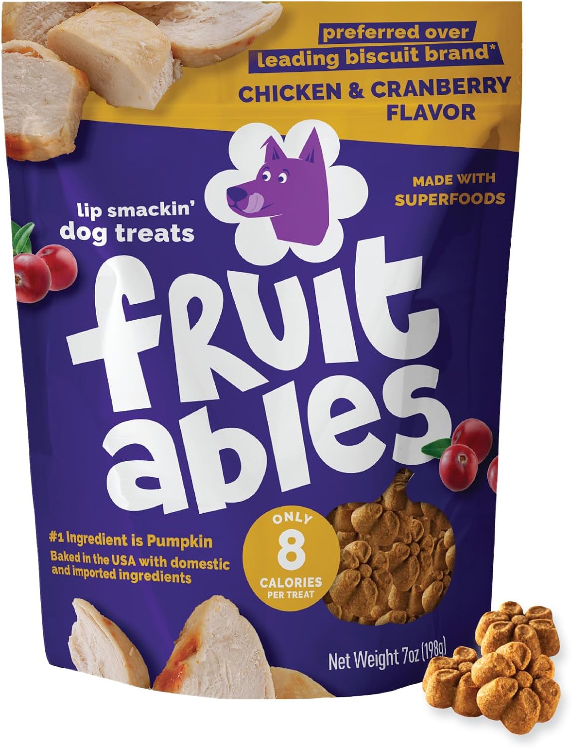 Fruitables Baked Dog Treats, Low Calorie Treats, Pumpkin & Banana, 7oz | Healthy Dog Treats, Training Treats, Crunchy Dog Biscuits, Limited Ingredient Recipe, Healthy Puppy Snacks, Made in USA