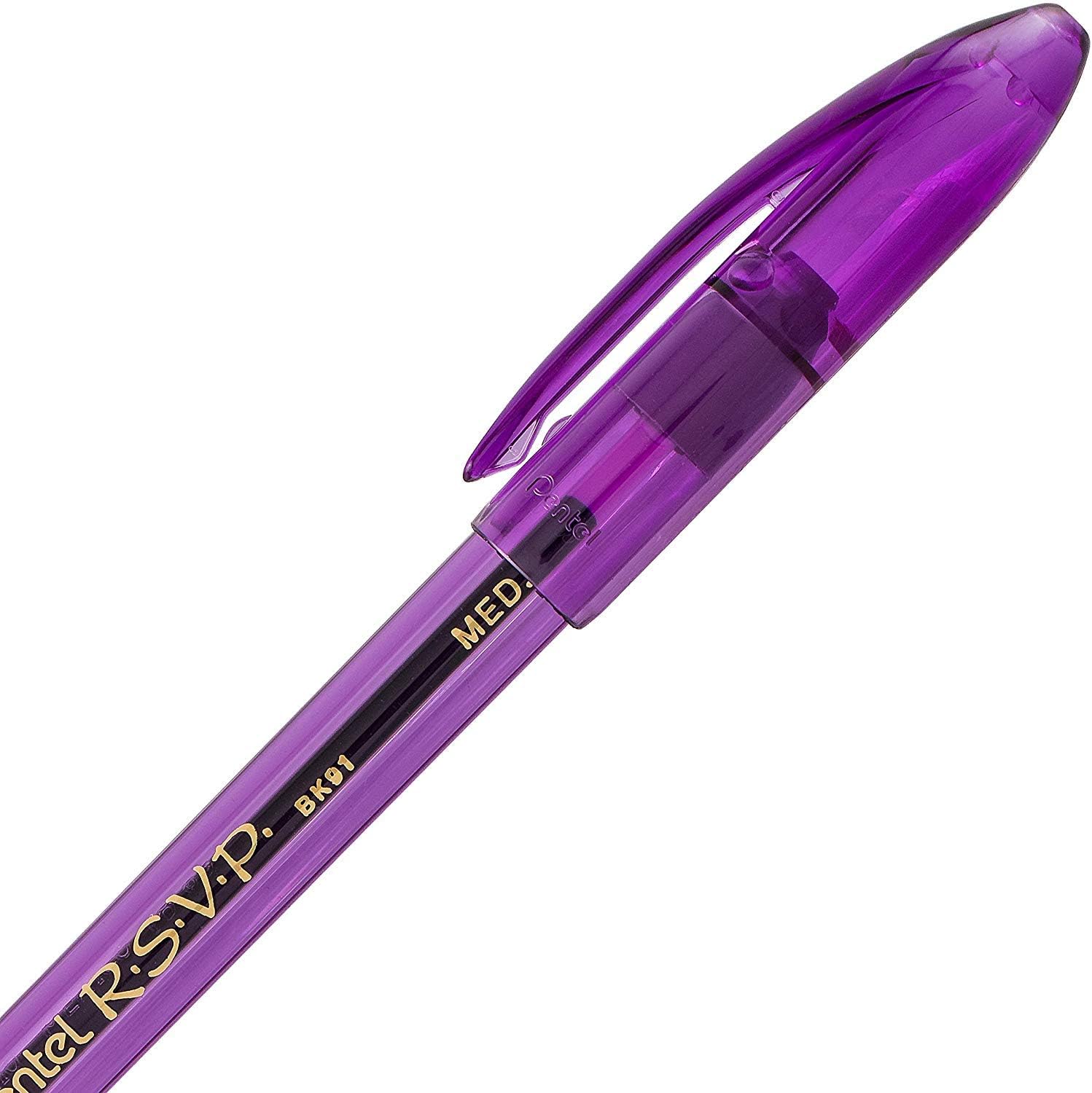 Pentel RSVP Ballpoint Pen, (1.0mm), Medium Line, Assorted Ink, Pack of 8 (BK91CRBP8M)