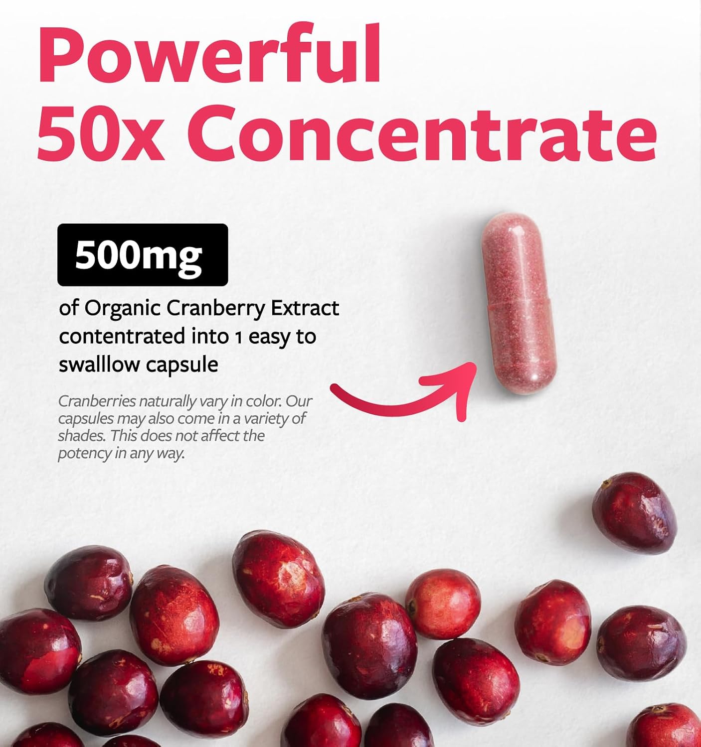 Organic Cranberry Pills - Vegan Supplement for Urinary Tract Health & Kidney Cleanse - Cranberry Pills for Women 500mg 50:1 Cranberry Concentrate Per Serving - Urinary Tract Support - 60 Capsules