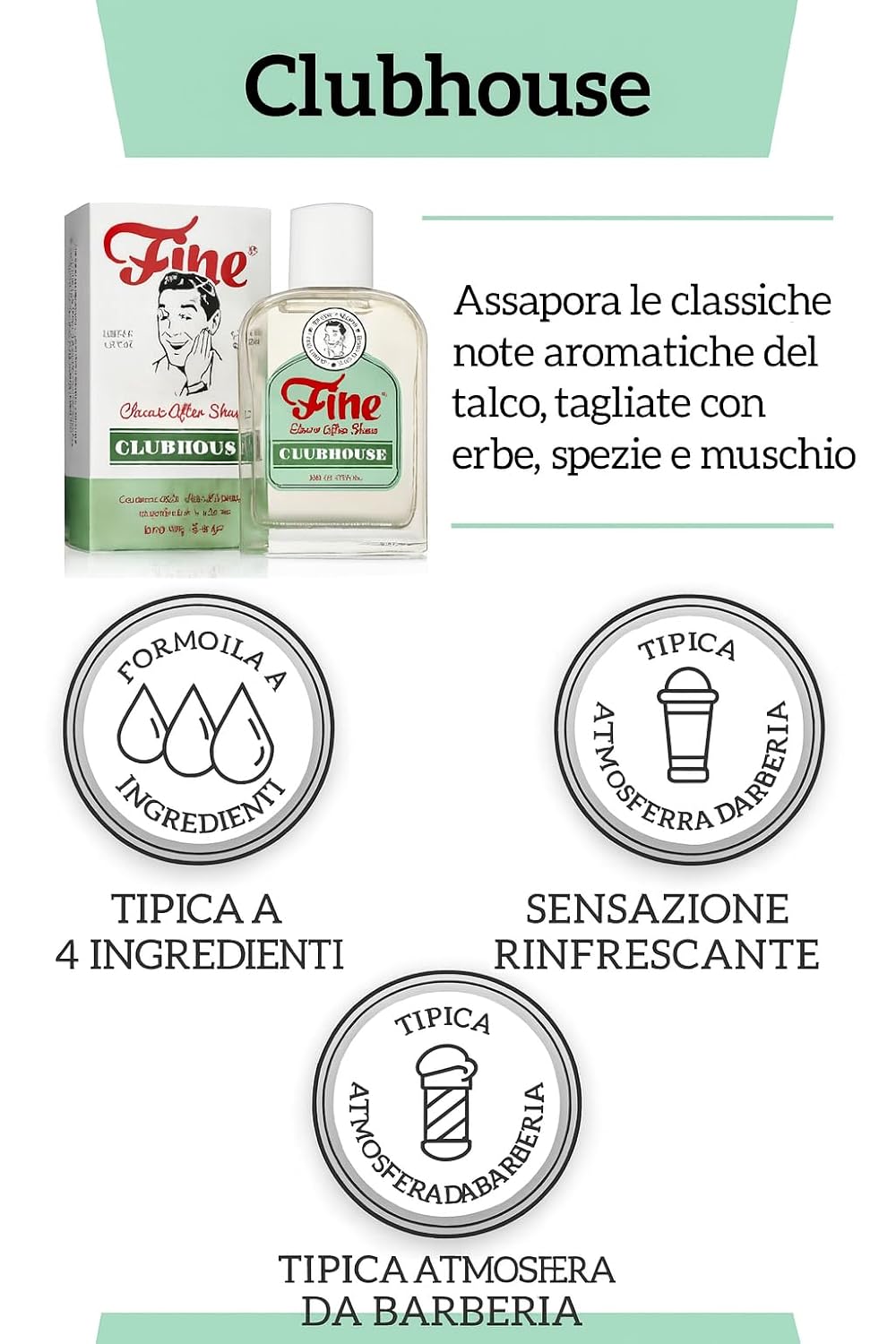 Fine Italian Citrus Classic Aftershave for Men, Made in USA, Four Simple Ingredients, Cooling MentholSplash, Inspired by a 1916 Mediterranean Classic, Bergamot Neroli Petitgrain Scent, 100ml