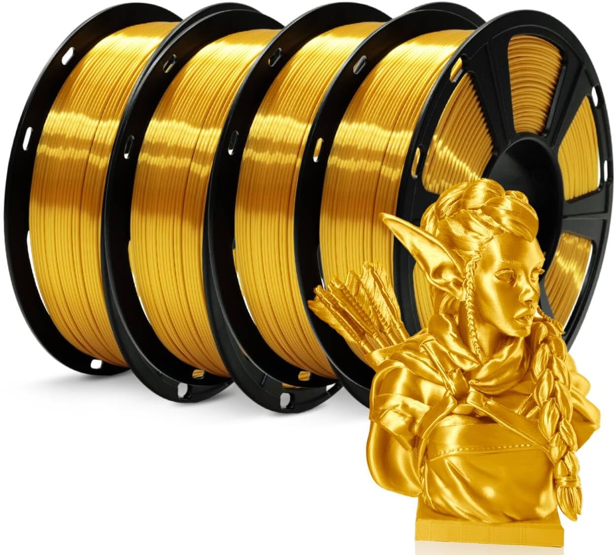 GIANTARM 3D Printer Filament, Silk Gold Pla Filament, 1Kg(2.2lbs) Spool, 1.75mm Dimension Accuracy +/- 0.03mm, 3D Printing Filament