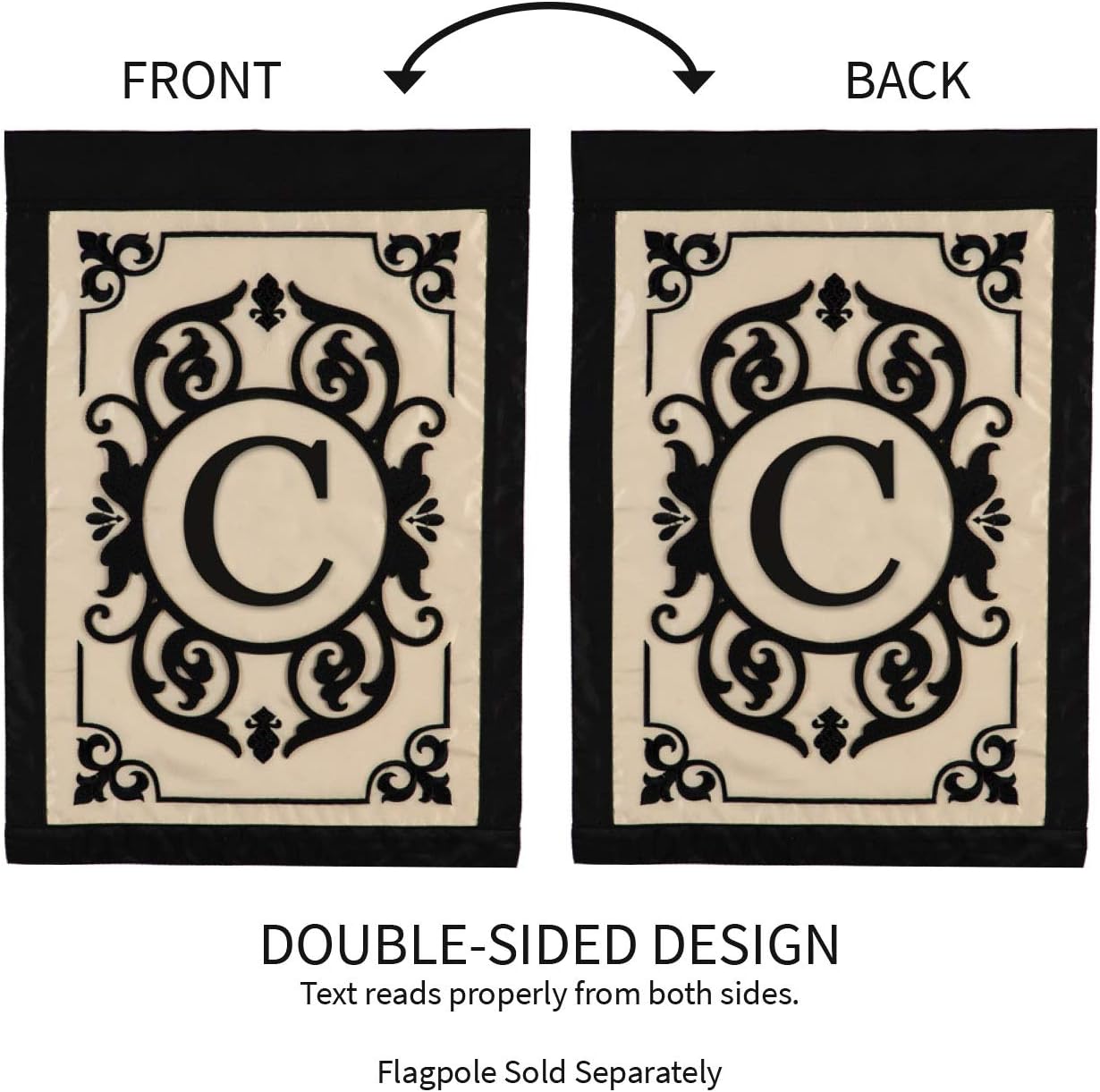 Cambridge Monogram Garden Applique Flag, Letter C - 13 x 1 x 18 Inches