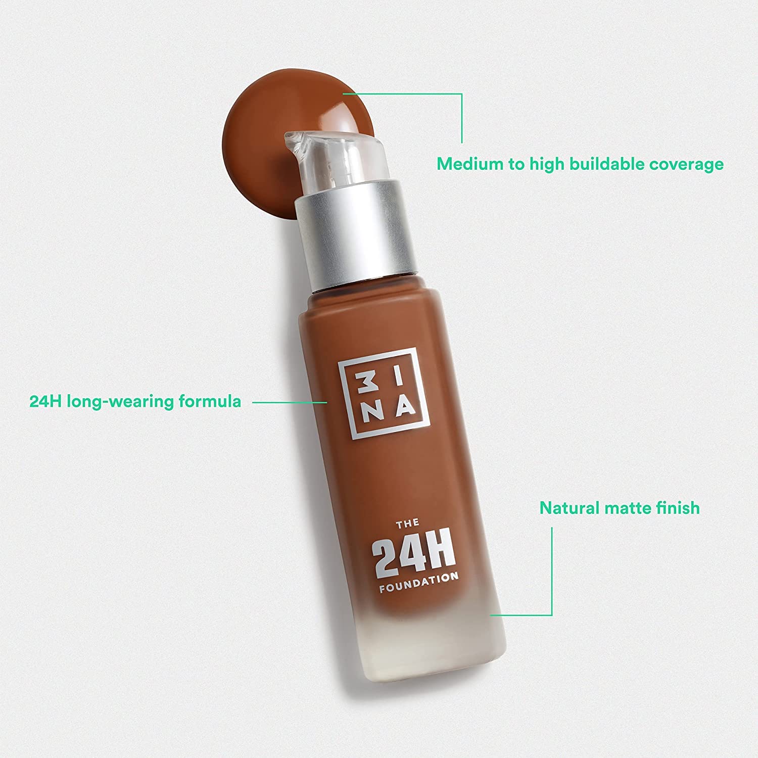 3INA The 3-in-1 Foundation – Liquid Foundation with SPF 15 – 12-Hour, Light to Medium Coverage – Skincare, Concealer, Coverage in One – 213 – 1.01 oz