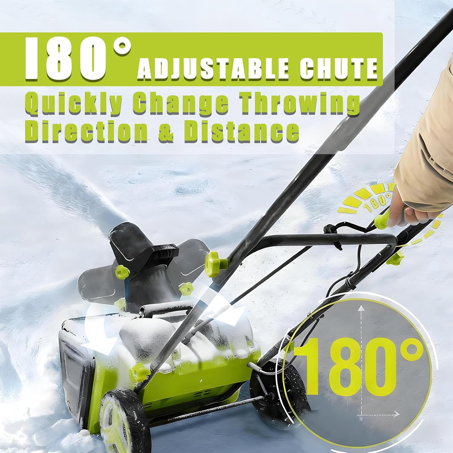 BANGBANGJI Snow Blower Cordless, 40V Snowblower Battery Powered 3500 W Brushless Motor, 20" Path, 25ft Max Throw, LED Lights for Driveway and Entryway
