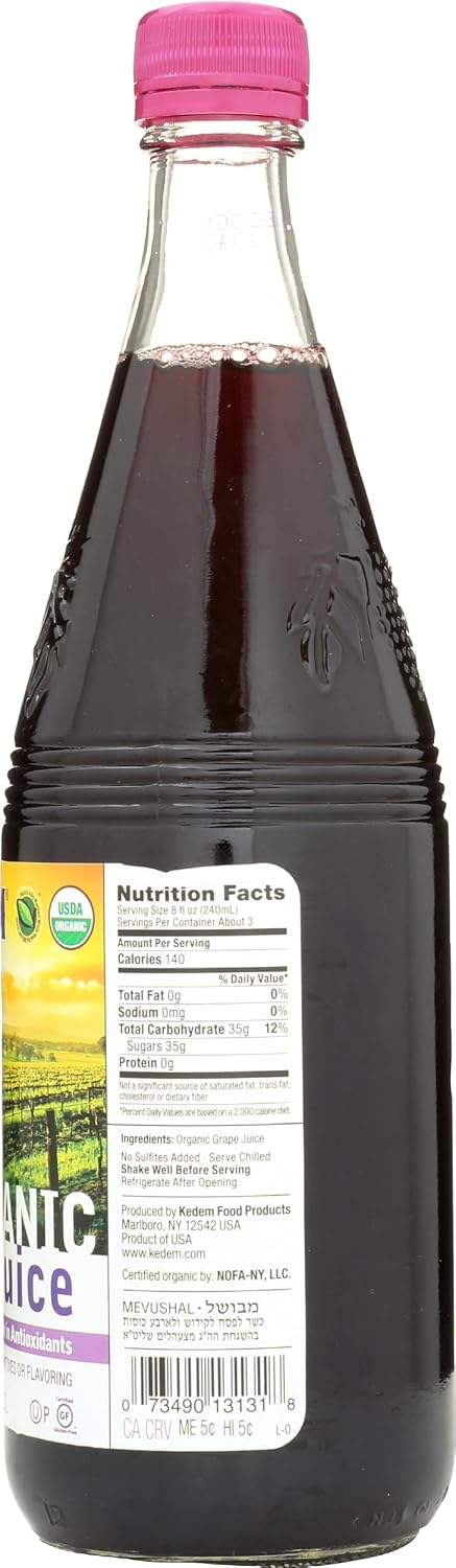 KEDEM FOOD Organic Grape Juice, 22 FZ