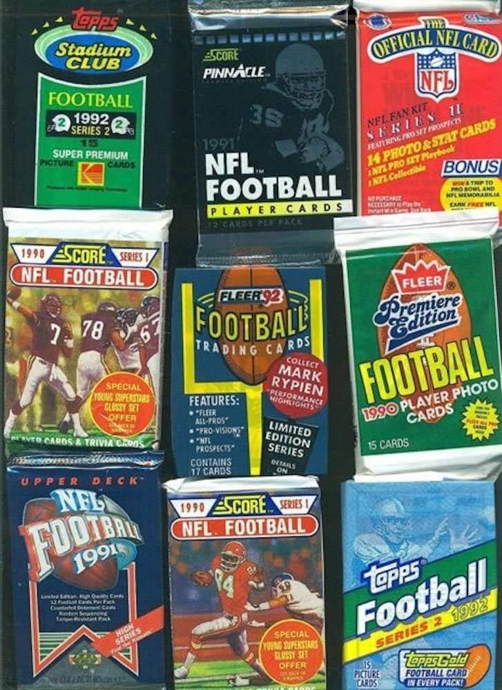 DREAM LOT OF OLD UNOPENED FOOTBALL CARDS IN PACKS 60 Cards in Packs from the Late 80s and Early 90s