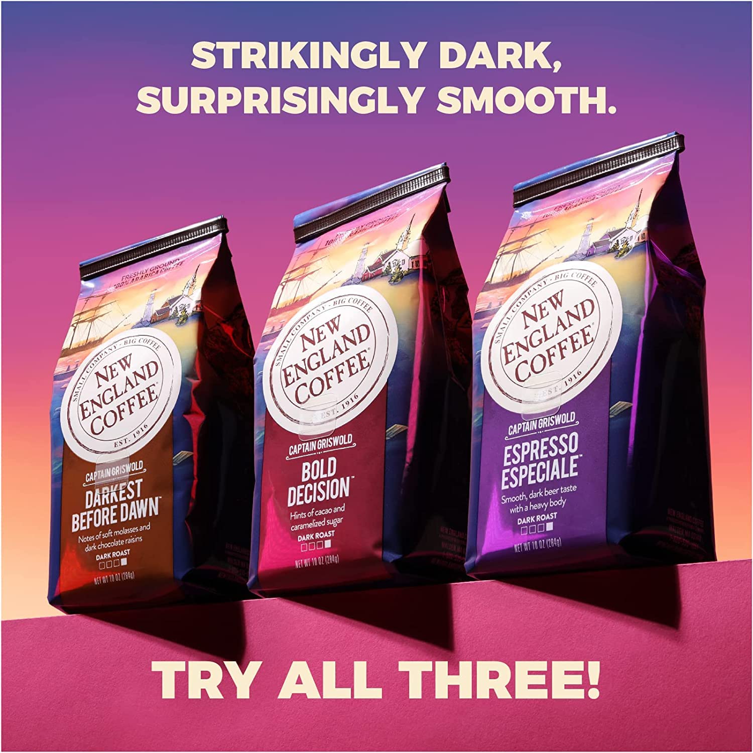 New England Coffee French Roast Dark Roast Ground Coffee, 10oz Bag (Pack of 1)