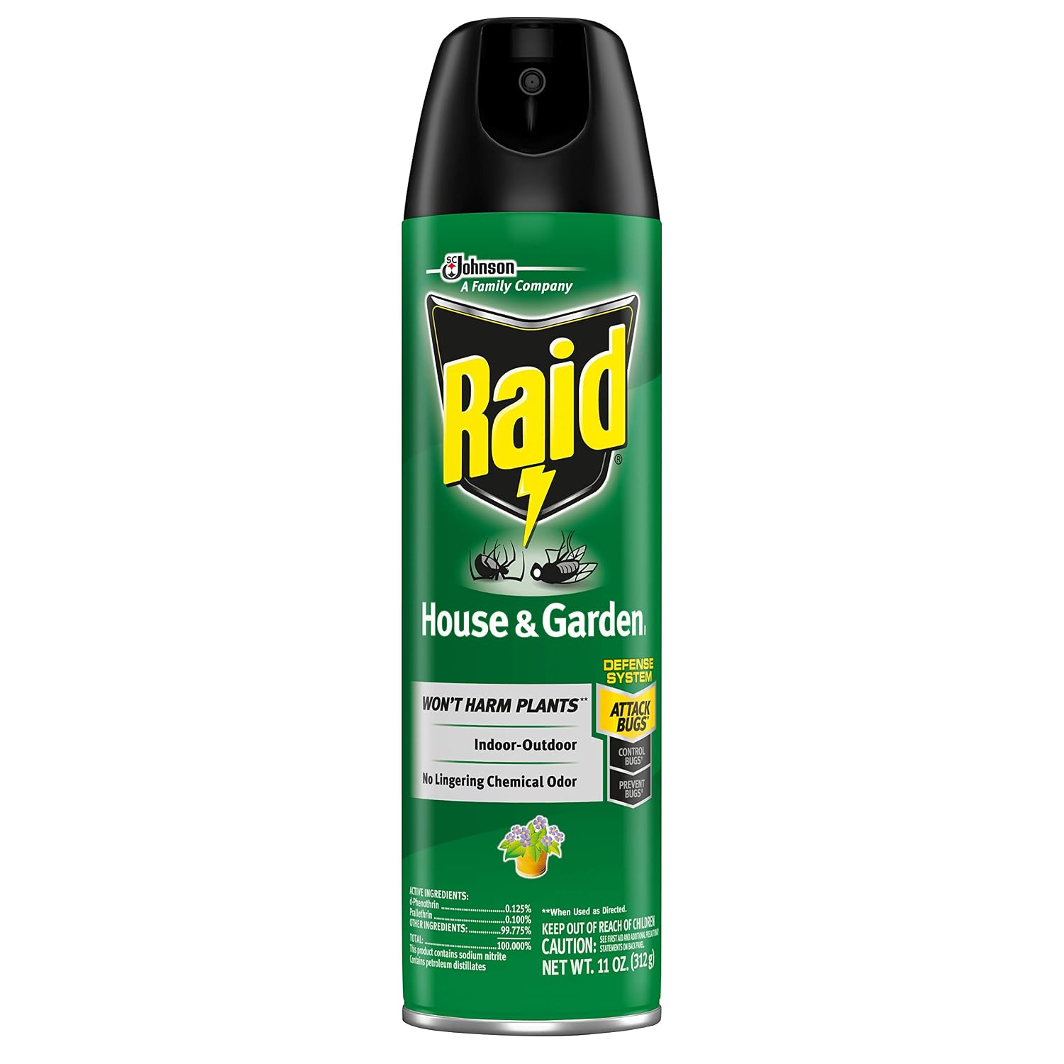 Raid House & Garden Bug Killer Aerosol Kills Bugs on Contact Won’t Harm Plants Indoor and Outdoor Use 11 Ounce (Pack of 1)