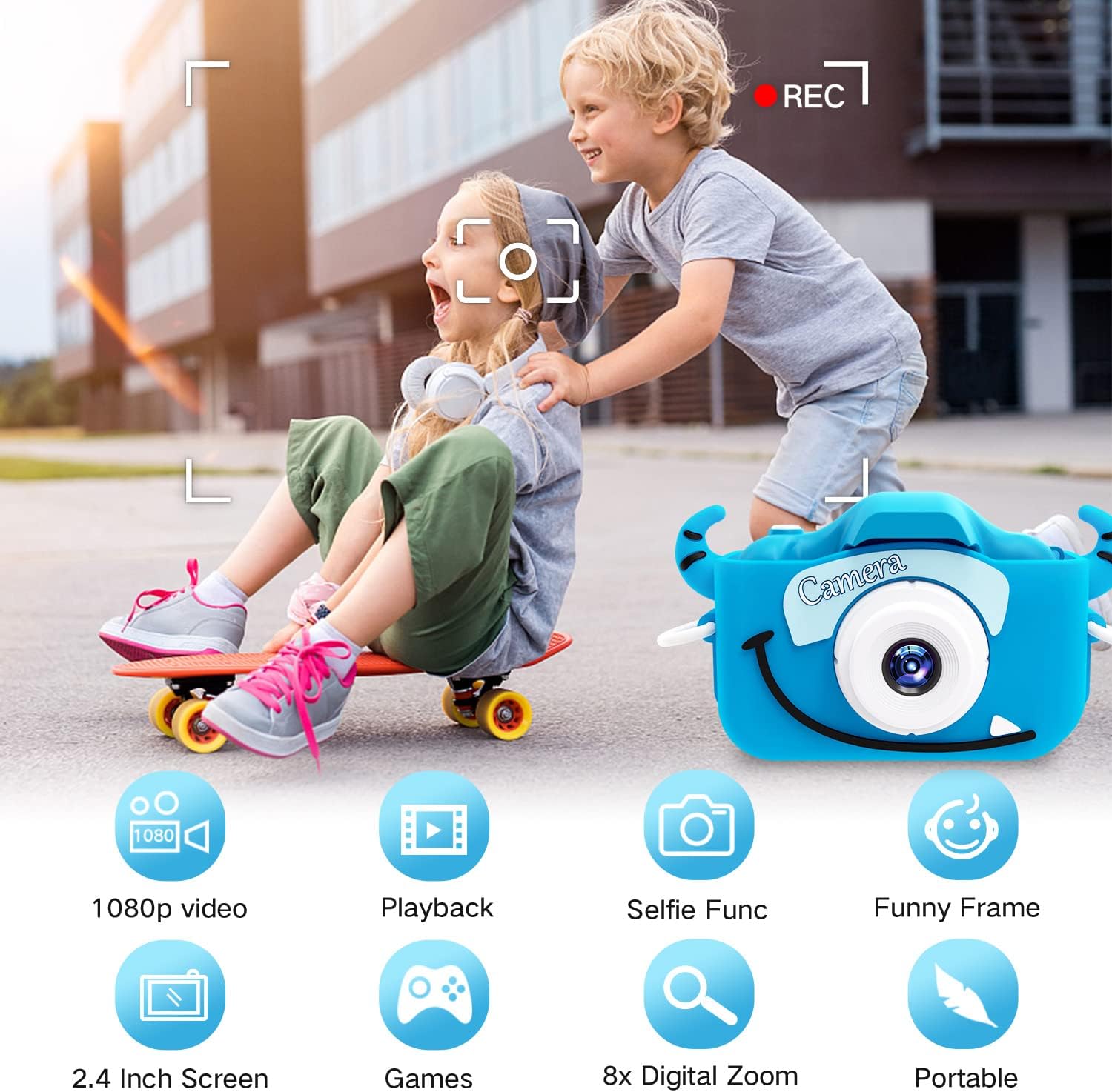 Goopow Kids Camera Toys for 3-8 Year Old Girls Boys,Children Digital Video Camcorder Camera with Cartoon Soft Cover, Best Chritmas Birthday Festival Gift for Kids