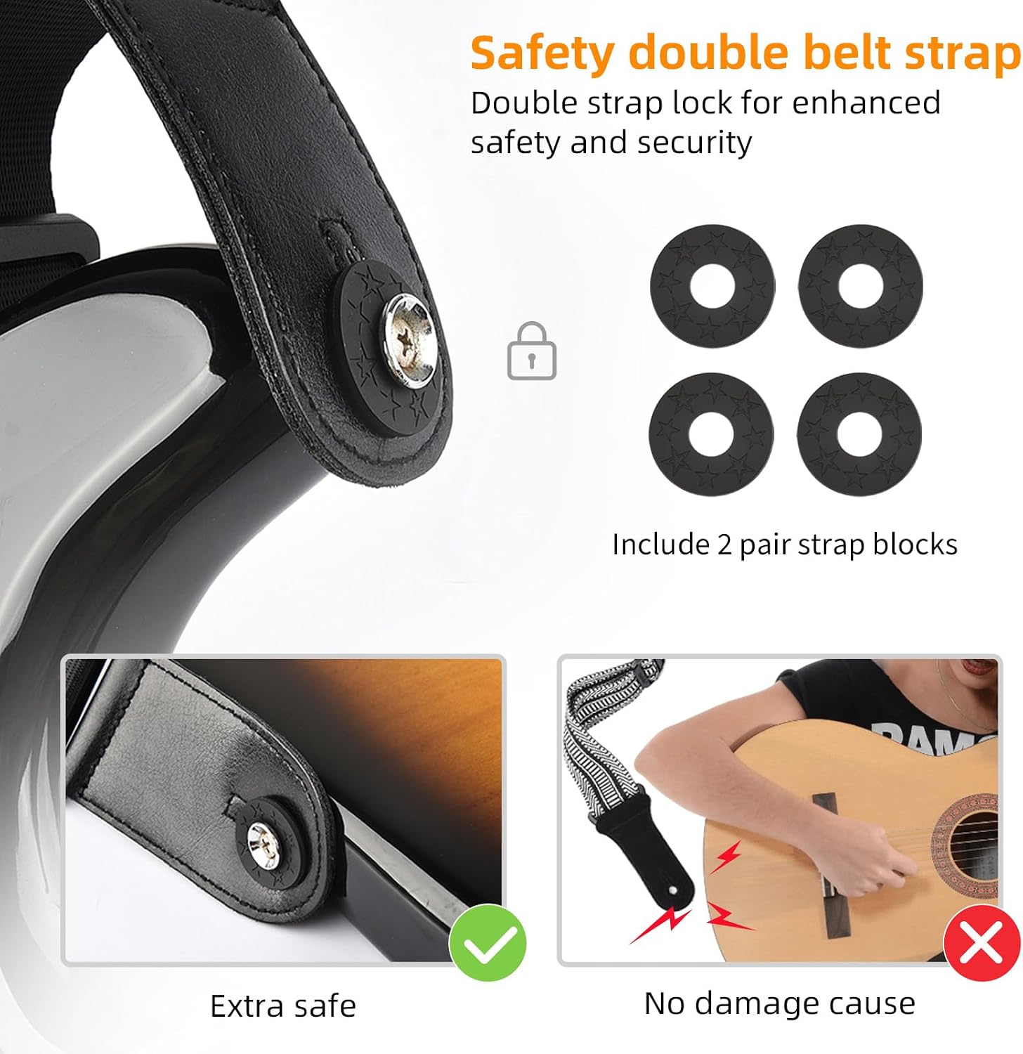 LEKATO Guitar Straps for Electric Guitar Bass