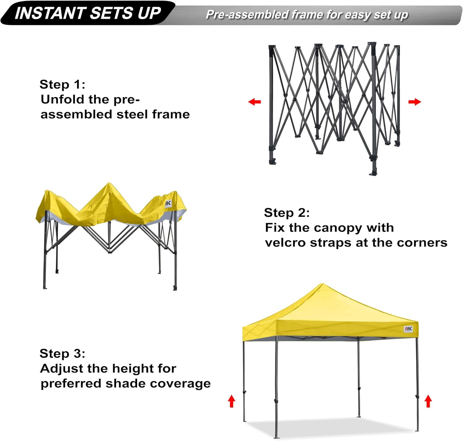 ABCCANOPY Patio Pop Up Canopy Tent 10x10 Commercial-Series (Black)