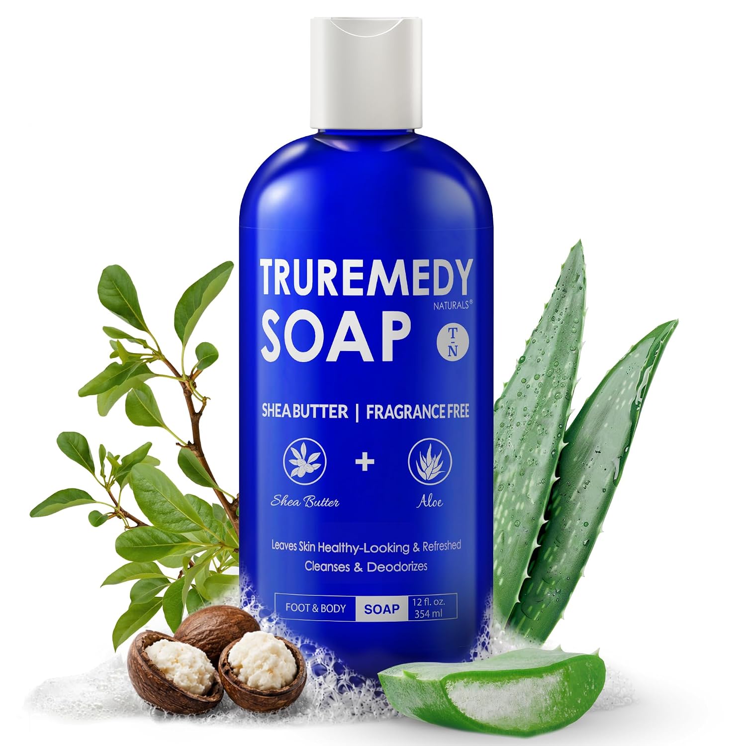 Truremedy Naturals 12 oz Tea Tree Oil Body Wash - Invigorating Tea Tree Soap with Peppermint, Aloe, Eucalyptus, Coconut and Olive Oil - Refreshing Body Wash for Men and Women - Shower Gel Cleanser