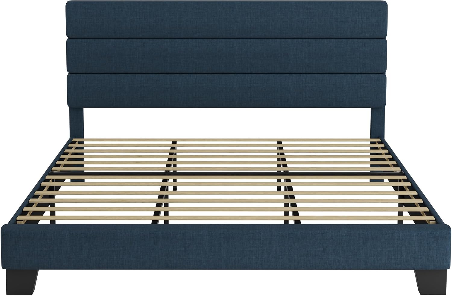 SHA CERLIN Full Platform Bed Frame with Upholstered Fabric Headboard, Grey