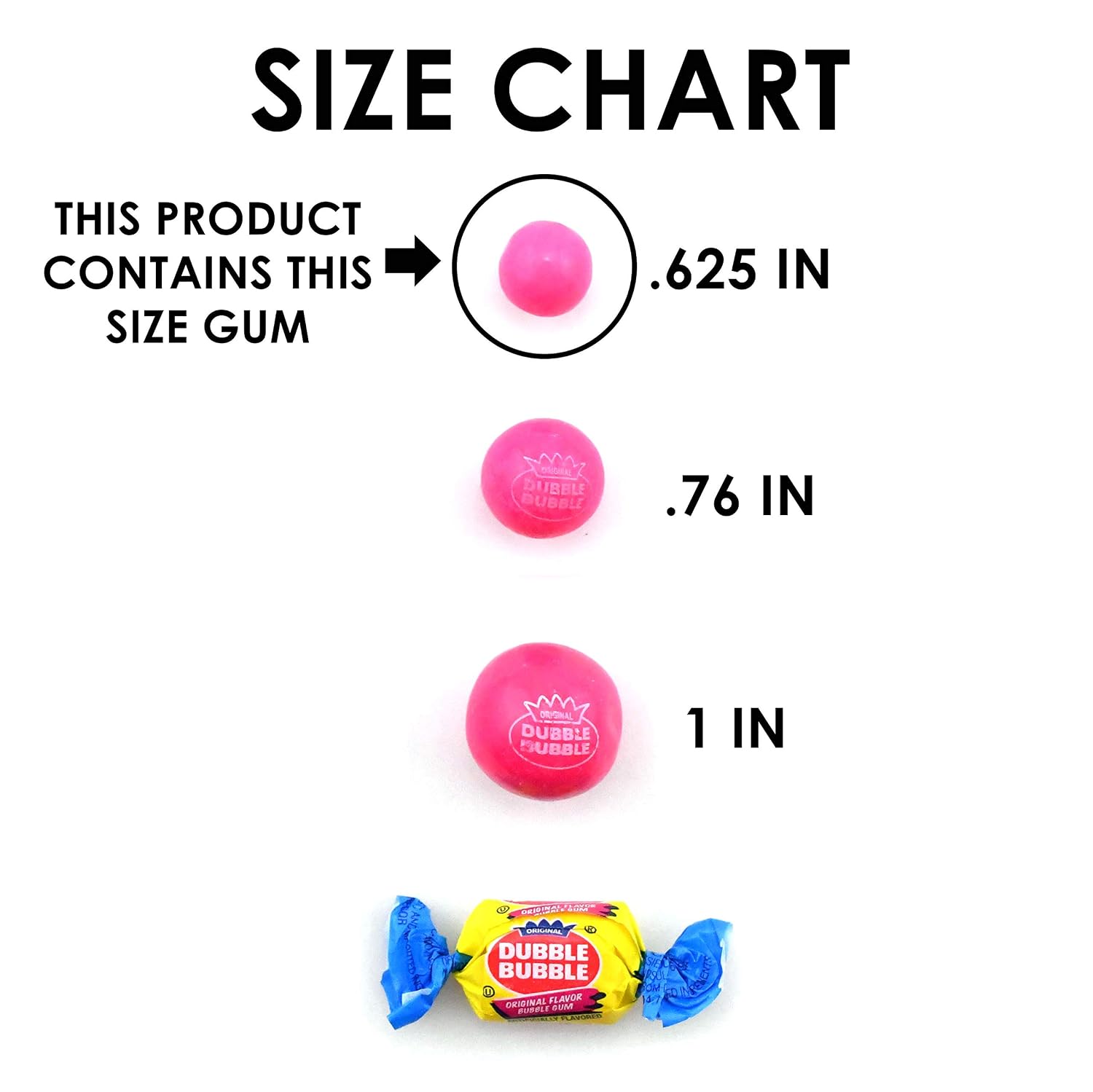 Dubble Bubble Gumball Machine Refill Carton - Bulk Bubblegum Balls - .625 Inch Assorted Gumballs for Small Mini Candy Dispenser - 20 Ounce