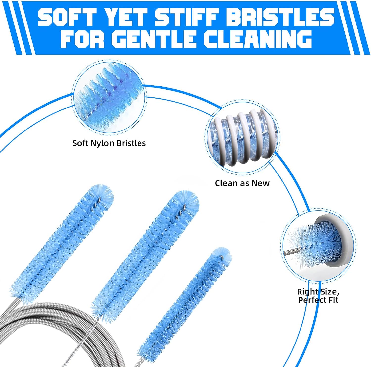 CPAP Hose Brush Durable cpap Tube and Mask Cleaning Brush, 7-Foot CPAP Hose Cleaner for 19mm(Standard 22mm), 15mm Diameter Tubes