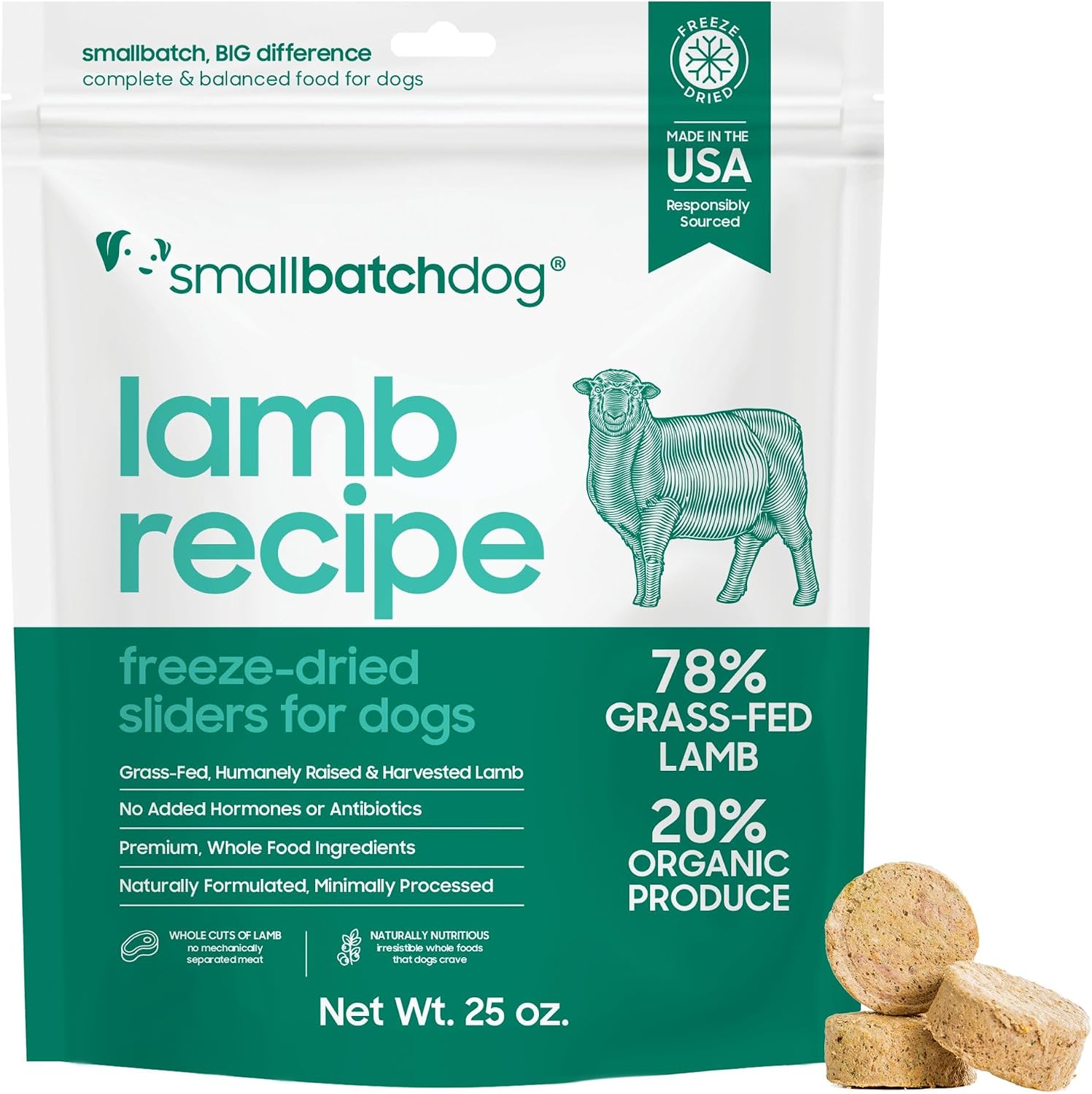 smallbatch Freeze Dried Raw Dog Food, Grass-Fed Beef Recipe, 14 oz | High Protein Dog Food, Grain-Free, Single Protein, for Picky Eaters, Hydrate & Serve, All Life Stages, Puppies & Adult Dogs