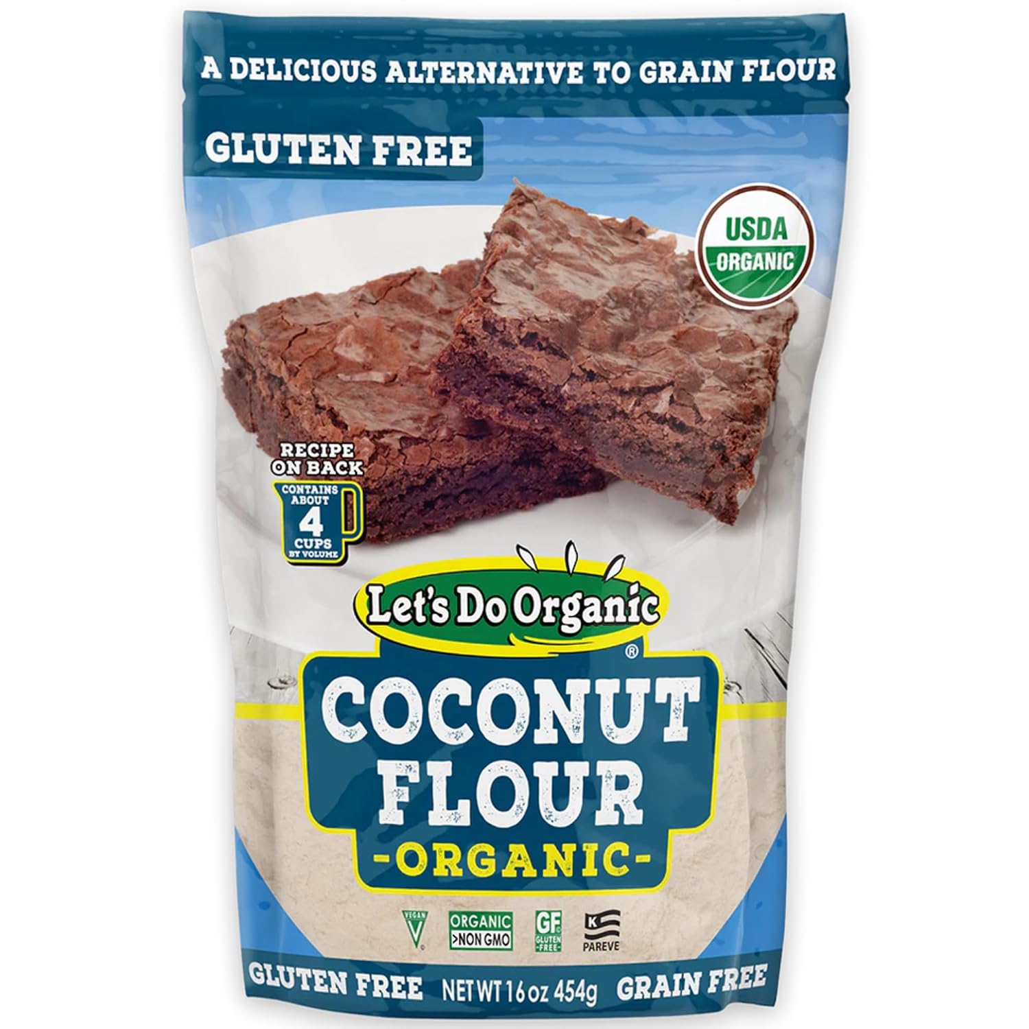 Let's Do Organic Coconut Flour, For Baking, Gluten Free - 16 Oz (Pack of 6) | Wheat Flour Alternative, High in Fiber & Protein, Non-GMO Project Verified, USDA Organic