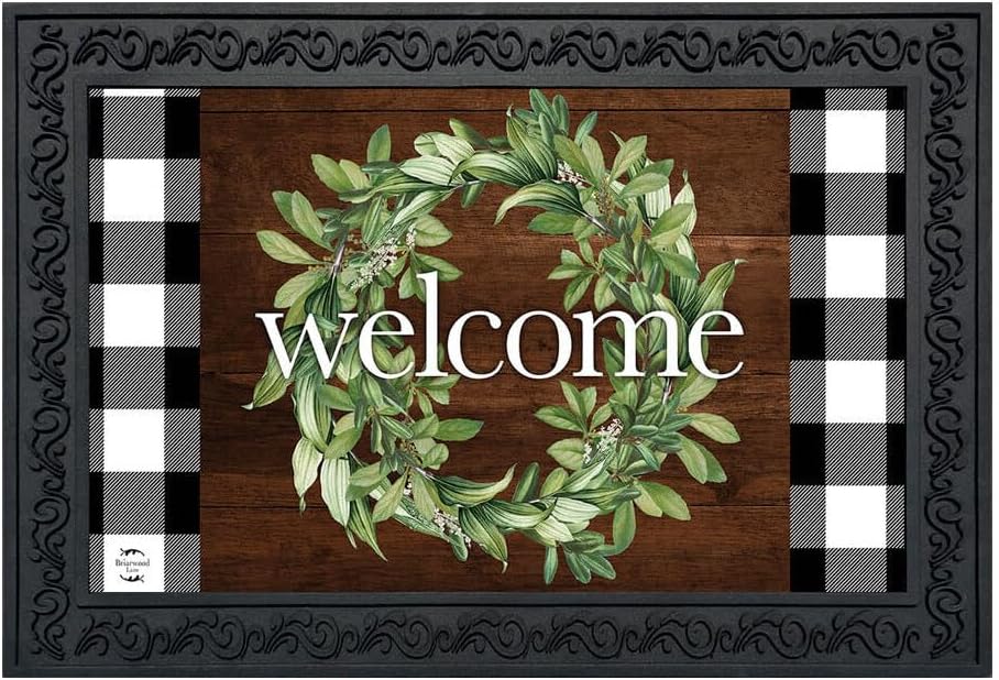 Briarwood Lane Doormat 30x18 Indoor Outdoor Farmhouse Wreath Spring for Spring Doormat