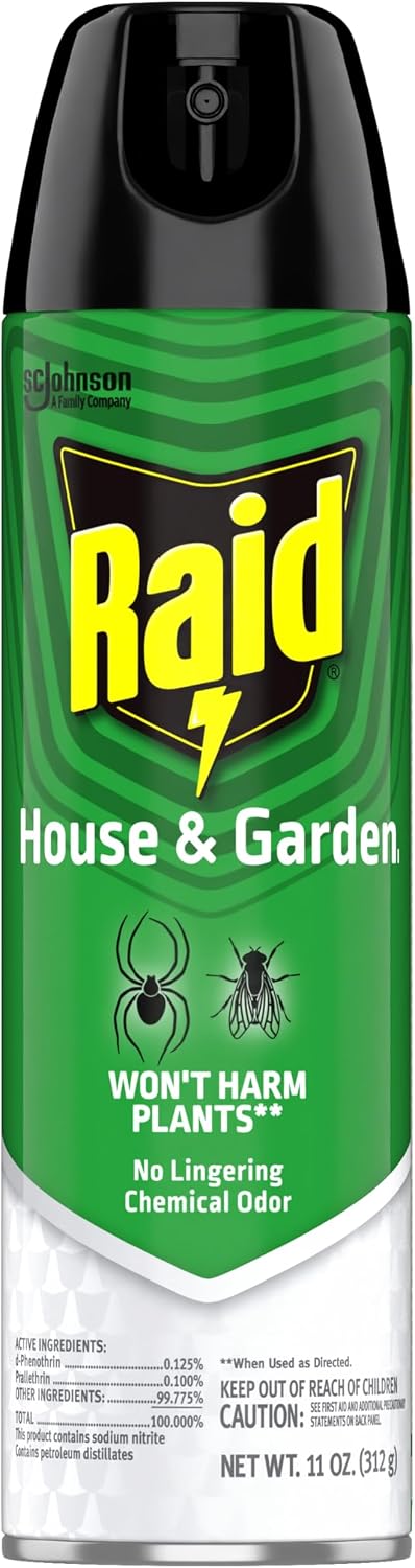 Raid House and Garden Insect Killer Spray, for Indoor and Outdoor Use, Won't Harm Plants, Insect Spray, Orange Breeze Scent, 11 oz