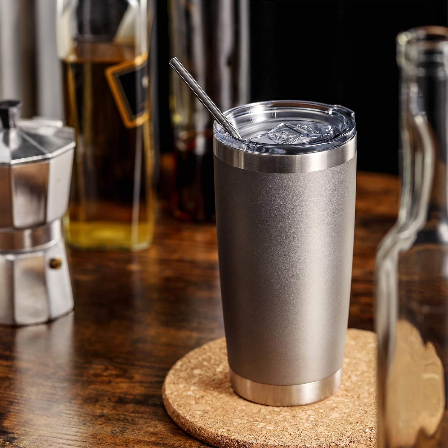 COMOOO 20oz Double Wall Vacuum Insulated Travel Mug
