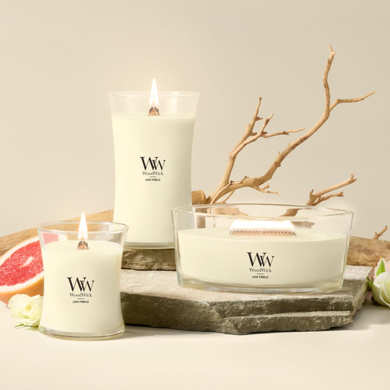 WoodWick Lavender Spa Gifts for Women and Men, 9.7 oz Medium Hourglass Candle with Crackling Wick