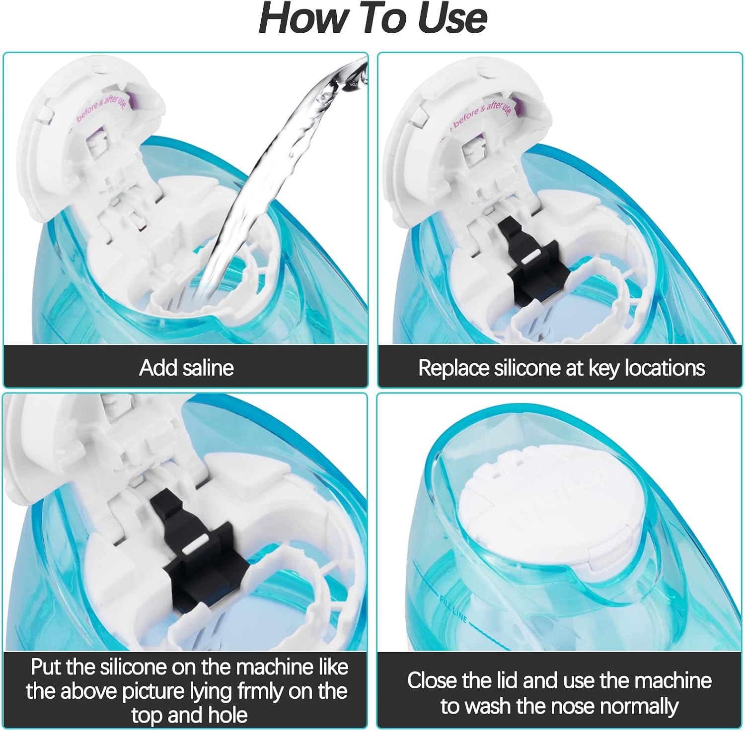 Silicone Saltwater Pods Refills Accessories Compatible with Navage Nasal Care Nasal Irrigation System - Save Salt Water pods for Easy Operation (6 Blue + 6 whie), nomal