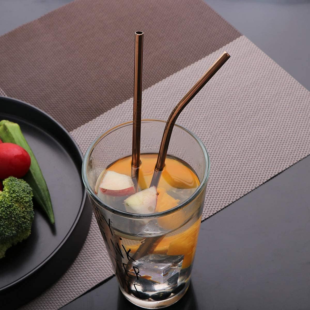 Travel Utensils Set with Case Reusable Portable Cutlery Set Stainless Steel 8pcs Including Dinner Knife Fork Spoon Chopsticks Straws(Rainbow)