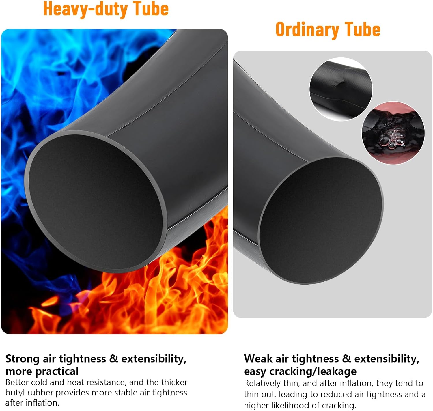 2-PCS 26 x 4.0 Regular/Heavy Duty E-Bike Tubes Schrader Valve 26x4.0 AV32MM 26x4 Fat Bicycle Tubes Compatible with 26X4 Electric Bike/MTB Bicycle