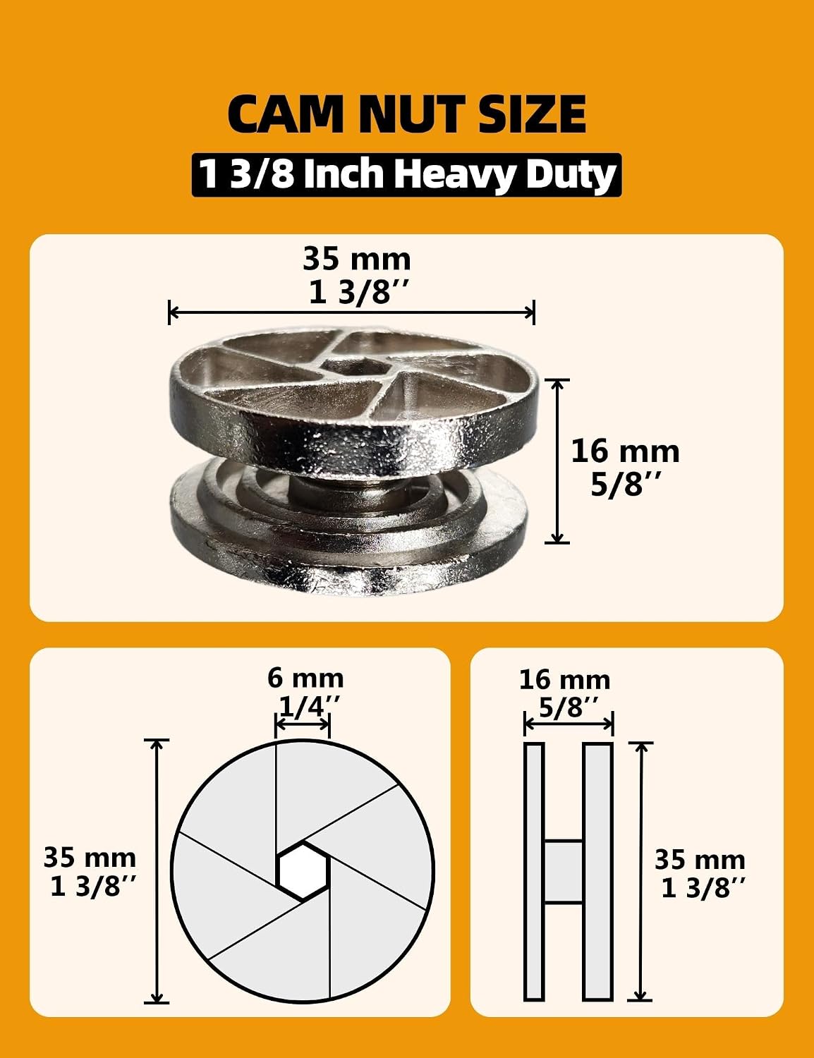 Replacement Heavy Duty Cam Wheel Locks Compatible with IKEA 114670 as Bed Frame Parts for MALM, BRIMNES, BIRKELAND & More (4PCs 35mm Set)