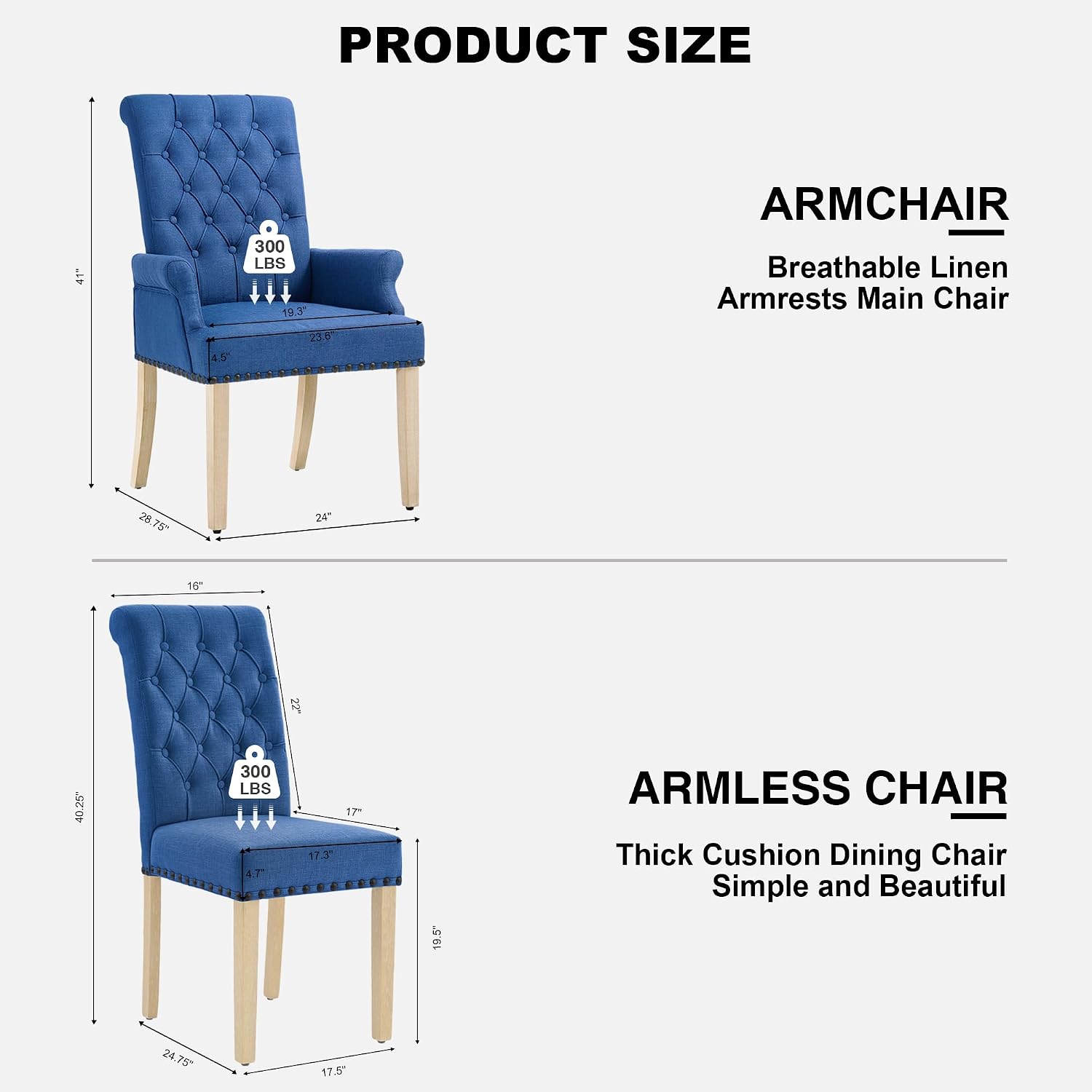 adochr Dining Chairs with Arms,Linen High Back Dining Room Chairs, Beige