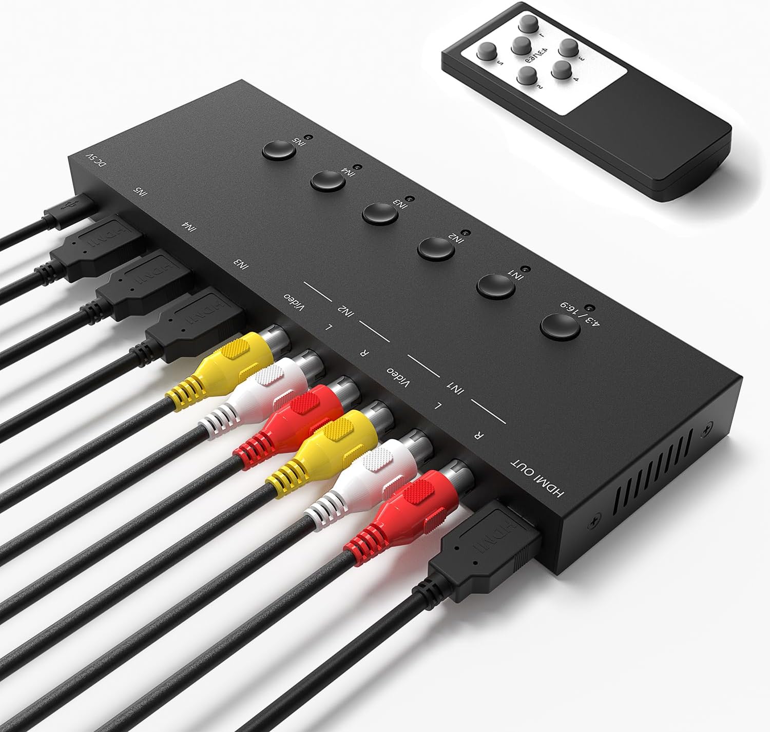 4Port AV to HDMI Converter, 4Port AV to HDMI Switcher with IR Remote