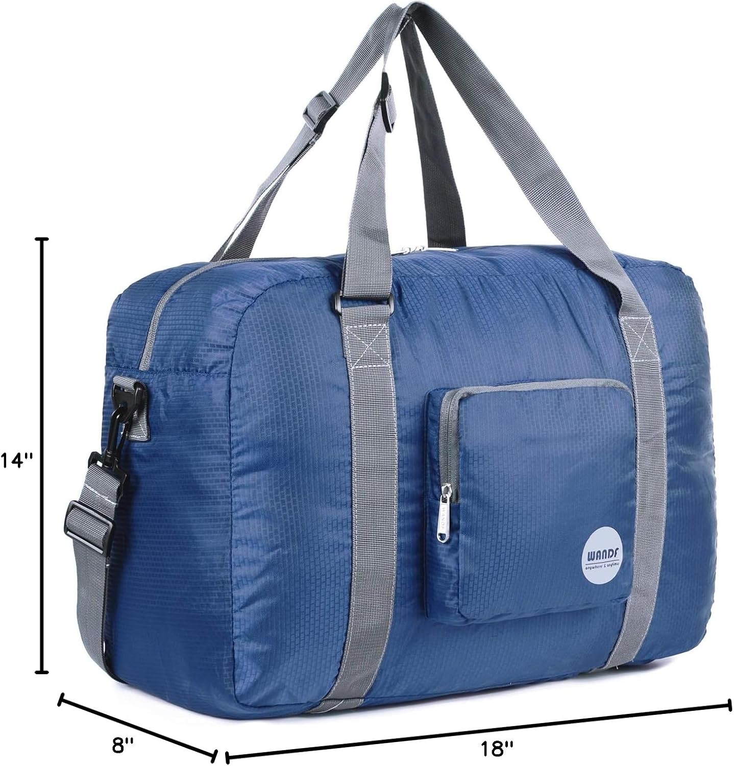 WANDF Foldable Personal Item Bag, Carry on Travel Duffle Bag | Frontier Airline Underseat Fit, 18x14x8 inches, Weekend Overnight Trips, Packable