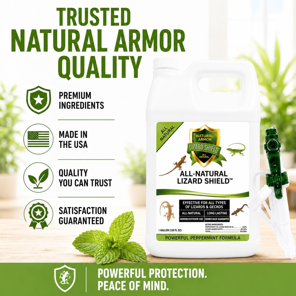 Natural Armor Lizard & Gecko Repellent - 1 Gallon (128 oz) w/Sprayer